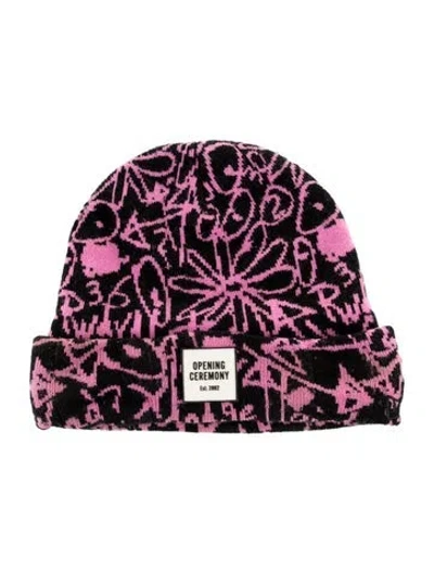 Pre-owned Opening Ceremony Patterned Beanie In Black