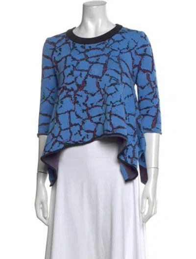 Pre-owned Opening Ceremony Patterned Crew Neck Sweater In Blue