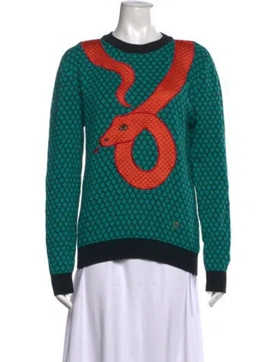 Pre-owned Opening Ceremony Patterned Crew Neck Sweater In Blue