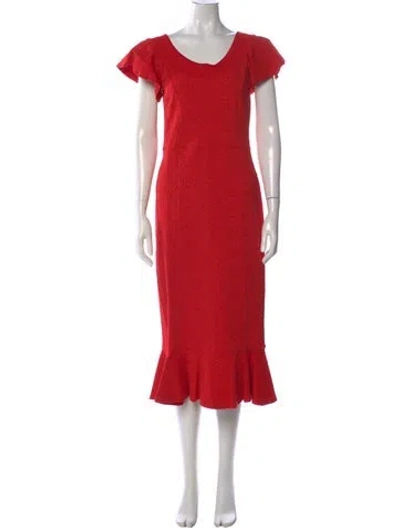 Pre-owned Opening Ceremony Patterned Midi Length Dress In Red