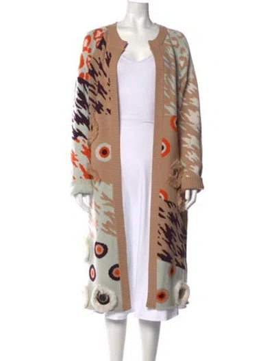 Pre-owned Opening Ceremony Patterned Open Front Sweater In Brown