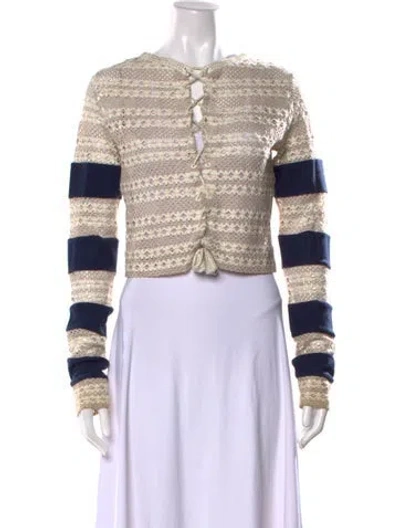 Pre-owned Opening Ceremony Patterned Tie Neck Top In Neutral