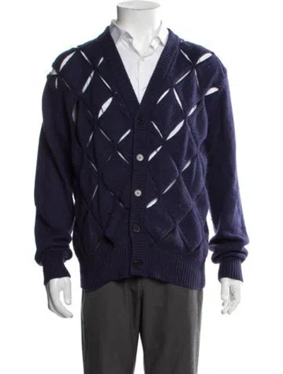 Pre-owned Opening Ceremony Patterned V-neck Cardigan In Blue
