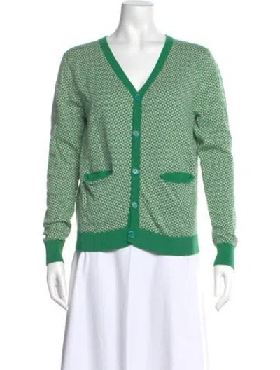 Pre-owned Opening Ceremony Patterned V-neck Sweater In Green