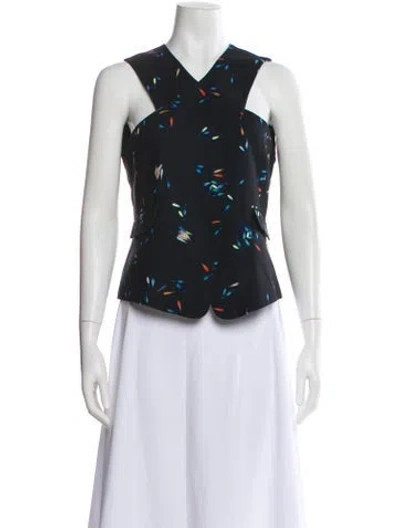 Pre-owned Opening Ceremony Patterned V-neck Top In Black