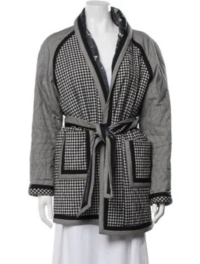 Pre-owned Opening Ceremony Plaid Print Coat In Black