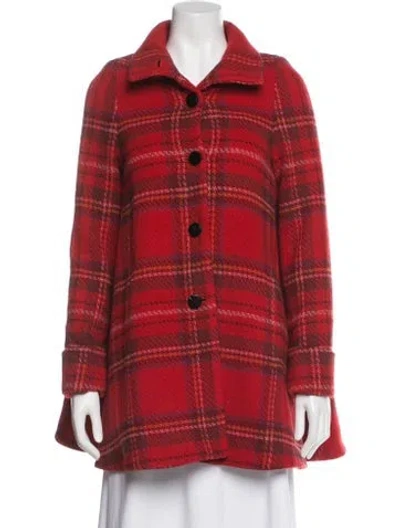 Pre-owned Opening Ceremony Plaid Print Coat In Red