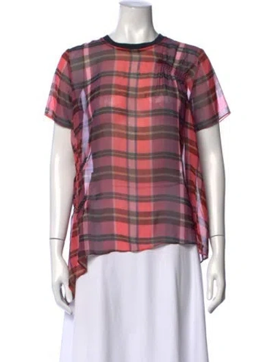 Pre-owned Opening Ceremony Plaid Print Crew Neck Top In Pink
