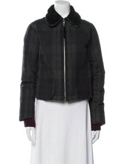 Pre-owned Opening Ceremony Plaid Print Fur Jacket In Black