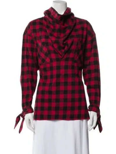 Pre-owned Opening Ceremony Plaid Print Long Sleeve Top In Red