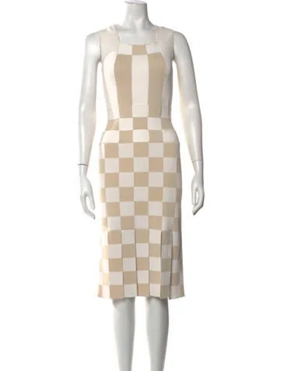 Pre-owned Opening Ceremony Plaid Print Midi Length Dress In Neutral