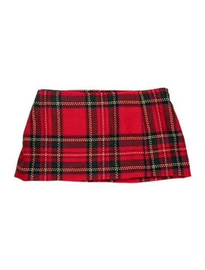 Pre-owned Opening Ceremony Plaid Print Mini Skirt In Red