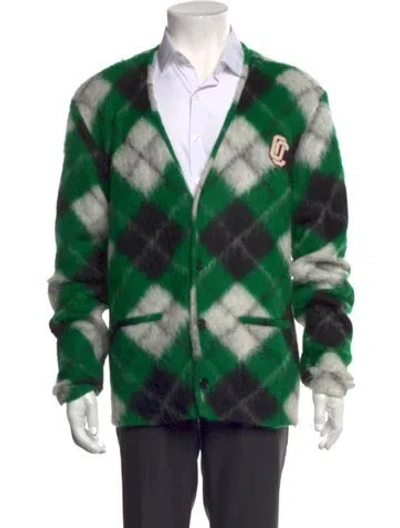 Pre-owned Opening Ceremony Plaid Print Open Front Cardigan In Green
