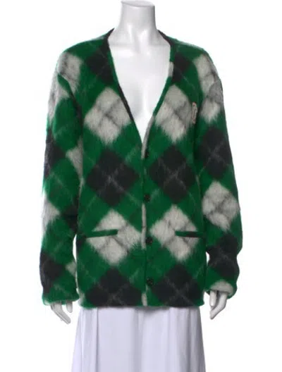 Pre-owned Opening Ceremony Plaid Print V-neck Sweater In Green