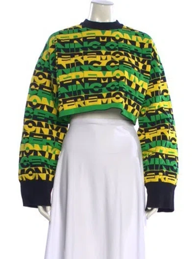 Pre-owned Opening Ceremony Printed Mock Neck Crop Top In Black