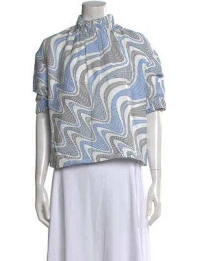 Pre-owned Opening Ceremony Printed Mock Neck Top In White