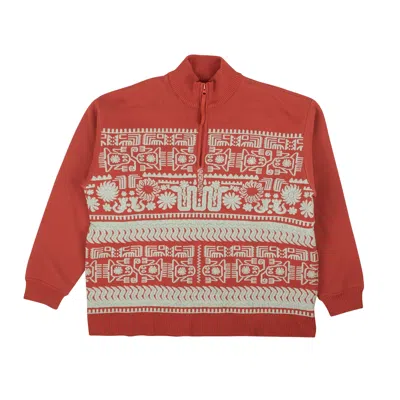 Opening Ceremony Rust And Powder Blue Wool Aztec Sweater In Red