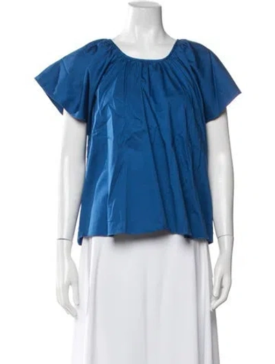 Pre-owned Opening Ceremony Scoop Neck Short Sleeve Blouse In Blue