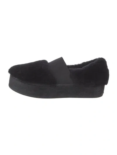 Pre-owned Opening Ceremony Shearling Grosgrain Trim Slippers In Black