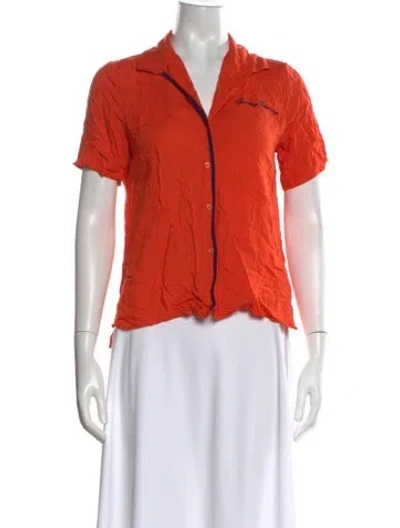 Pre-owned Opening Ceremony Short Sleeve Button-up Top In Orange