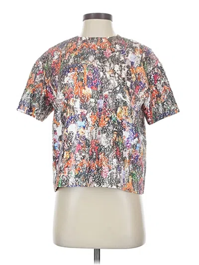 Pre-owned Opening Ceremony Short Sleeve Top Silver Metallic Pattern Scoop Neck Tops