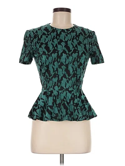 Pre-owned Opening Ceremony Short Sleeve Top Teal Keyhole Neckline Tops
