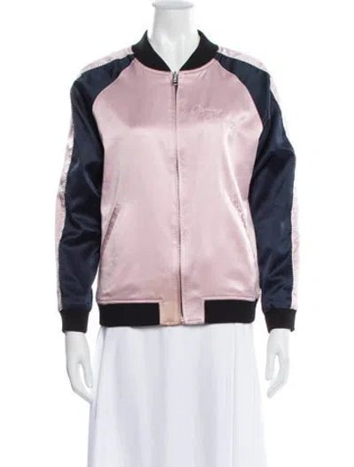 Pre-owned Opening Ceremony Silk Colorblock Pattern Bomber Jacket In Multi