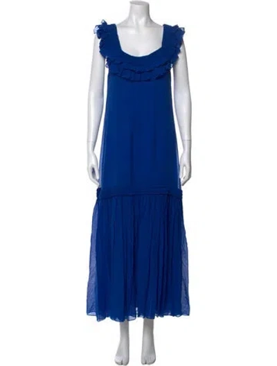 Pre-owned Opening Ceremony Silk Long Dress In Blue