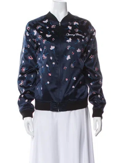 Pre-owned Opening Ceremony Silk Printed Bomber Jacket In Blue