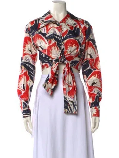 Pre-owned Opening Ceremony Silk Printed Crop Top In Neutral