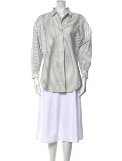 Pre-owned Opening Ceremony Silk Striped Button-up Top In Blue/white