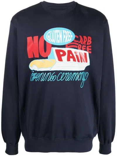 Opening Ceremony Slogan-print Crew-neck Sweatshirt In Blau