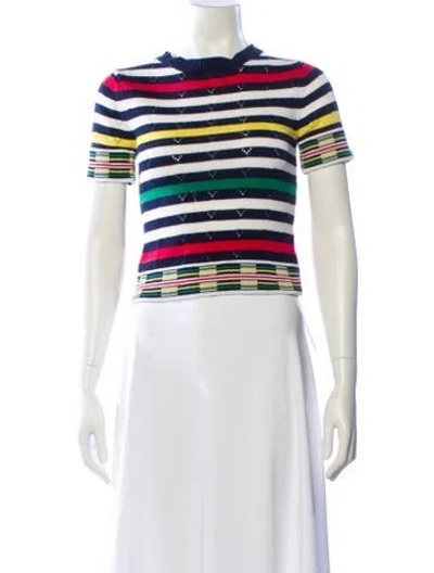 Pre-owned Opening Ceremony Striped Bateau Neckline Sweater In Blue