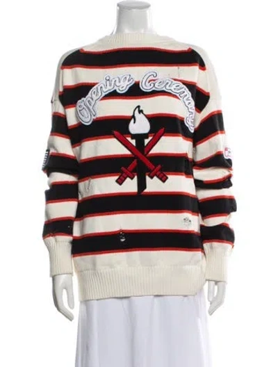 Pre-owned Opening Ceremony Striped Crew Neck Sweater In White