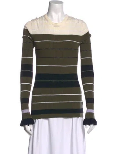 Pre-owned Opening Ceremony Striped Crew Neck Sweatshirt In Green