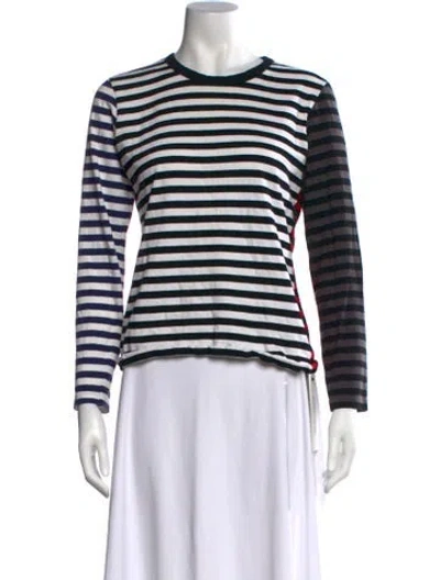 Pre-owned Opening Ceremony Striped Crew Neck Top In Black/white