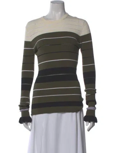 Pre-owned Opening Ceremony Striped Crew Neck Top In Green