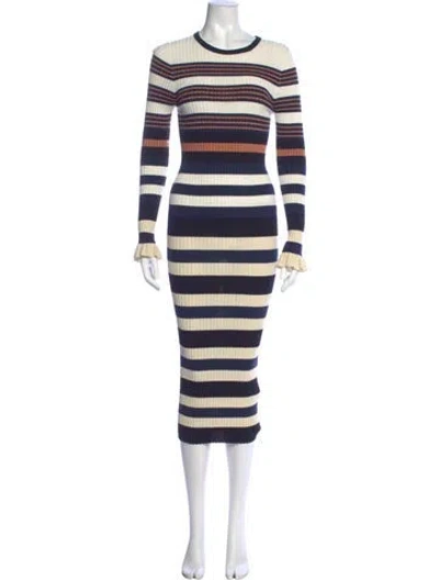 Pre-owned Opening Ceremony Striped Long Dress In Blue