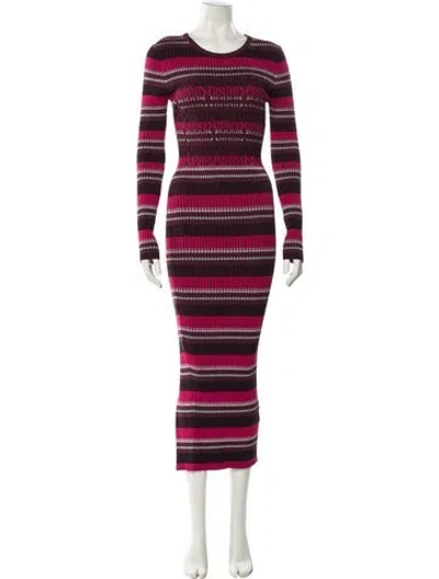 Pre-owned Opening Ceremony Striped Long Dress In Burgundy