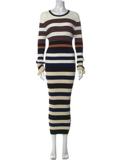 Pre-owned Opening Ceremony Striped Long Dress In Neutrals