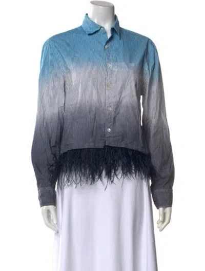 Pre-owned Opening Ceremony Striped Long Sleeve Button-up Top In Blue