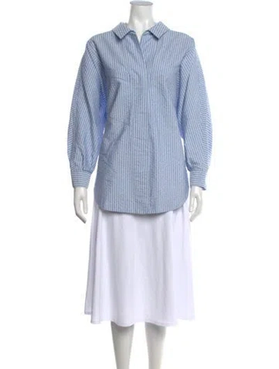 Pre-owned Opening Ceremony Striped Long Sleeve Button-up Top In Blue