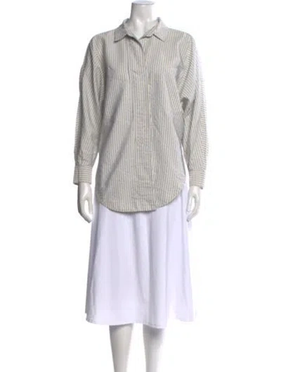Pre-owned Opening Ceremony Striped Long Sleeve Button-up Top In White
