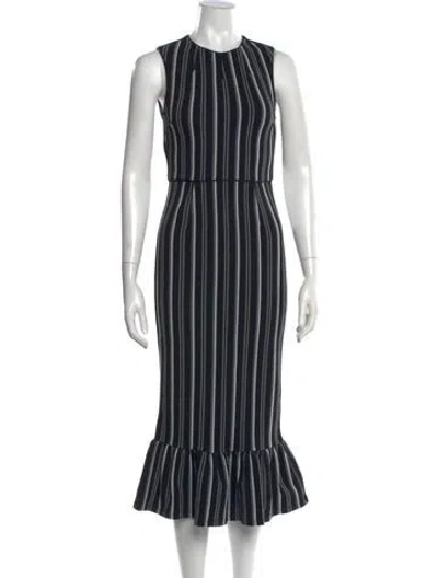 Pre-owned Opening Ceremony Striped Midi Length Dress In Black