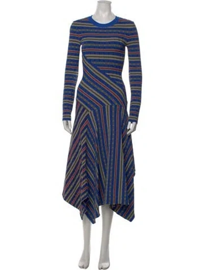 Pre-owned Opening Ceremony Striped Midi Length Dress In Blue