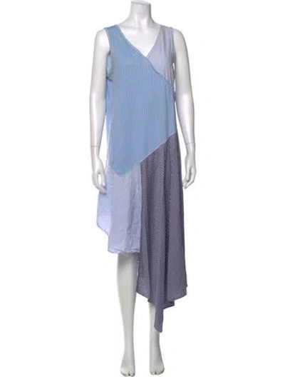 Pre-owned Opening Ceremony Striped Midi Length Dress In Blue