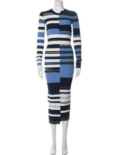 Pre-owned Opening Ceremony Striped Midi Length Dress In Blue