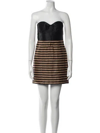 Pre-owned Opening Ceremony Striped Mini Dress In Black