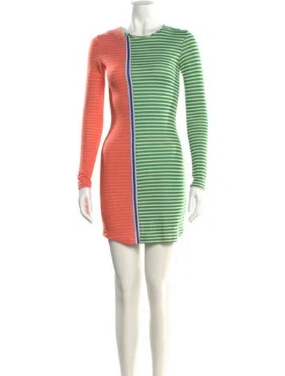 Pre-owned Opening Ceremony Striped Mini Dress In Green