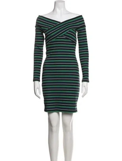 Pre-owned Opening Ceremony Striped Mini Dress W/ Tags In Green